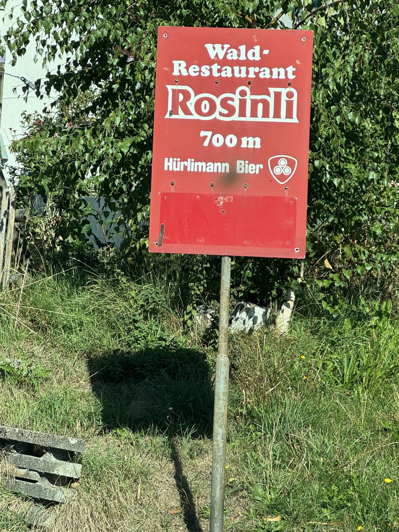 Wegweiser zum Wald-Restaurant Rosinli